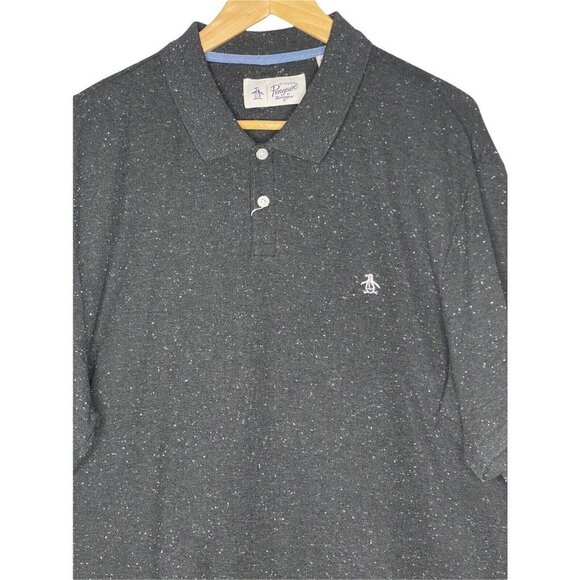 Original Penguin Mens Donegal Daddy Polo Shirt True Black Size XXL - Picture 3 of 7